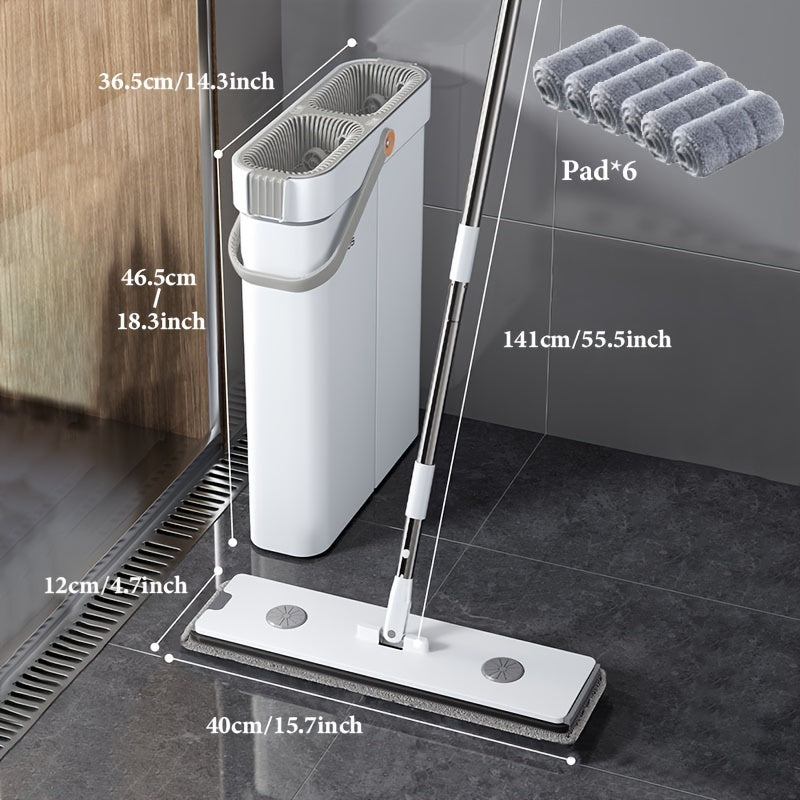 Qoʻldan ozod tekis mop va kova toʻplami, 6 ta yostiq bilan nam va quruq polni tozalash uchun