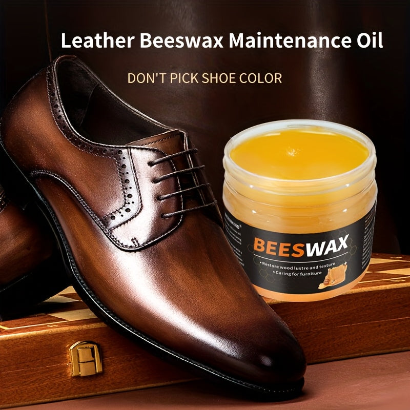 Universal Faux Shoe and Leather Care Kit with Polish Sponge and Beeswax Oil