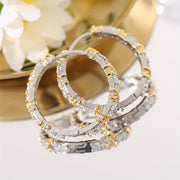 Bohemian Zirconia Hoop Earrings for Women with Copper Embellishments