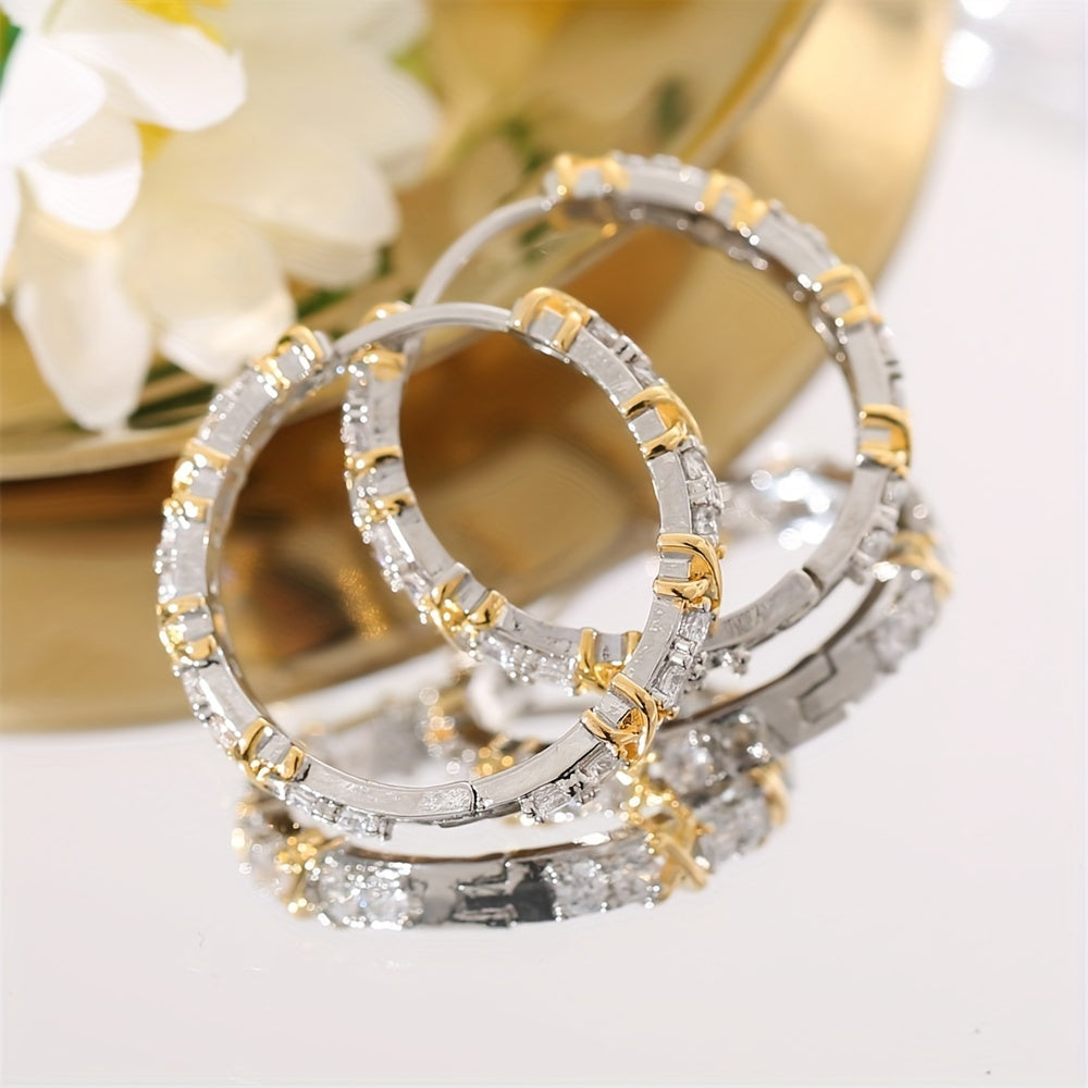 Bohemian Zirconia Hoop Earrings for Women with Copper Embellishments