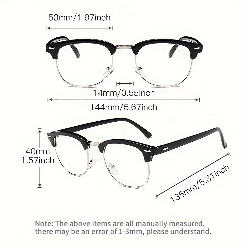 Black Retro Square Eyeglass Frame for Women and Men Anti-Blue Light Computer Glasses
