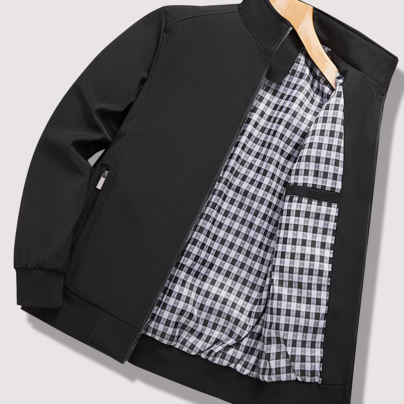 Men's Softshell Jacket with Pockets Zipper Stand Collar for Spring Autumn Outdoor