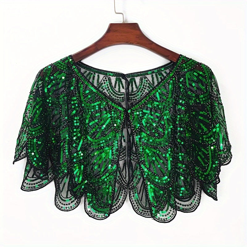 Vintage 1920s Sequin Shawl Cloak for Evening Dress and Party