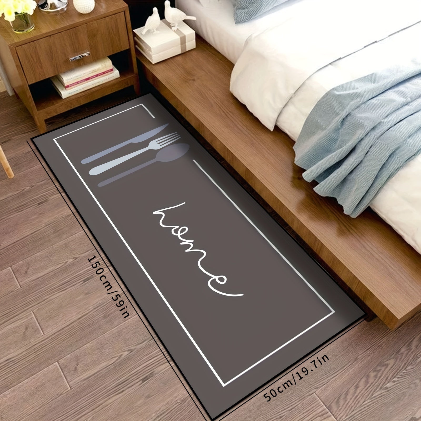 Washable Non-Slip Kitchen Floor Mat with Home Design Durable Polyester Carpet