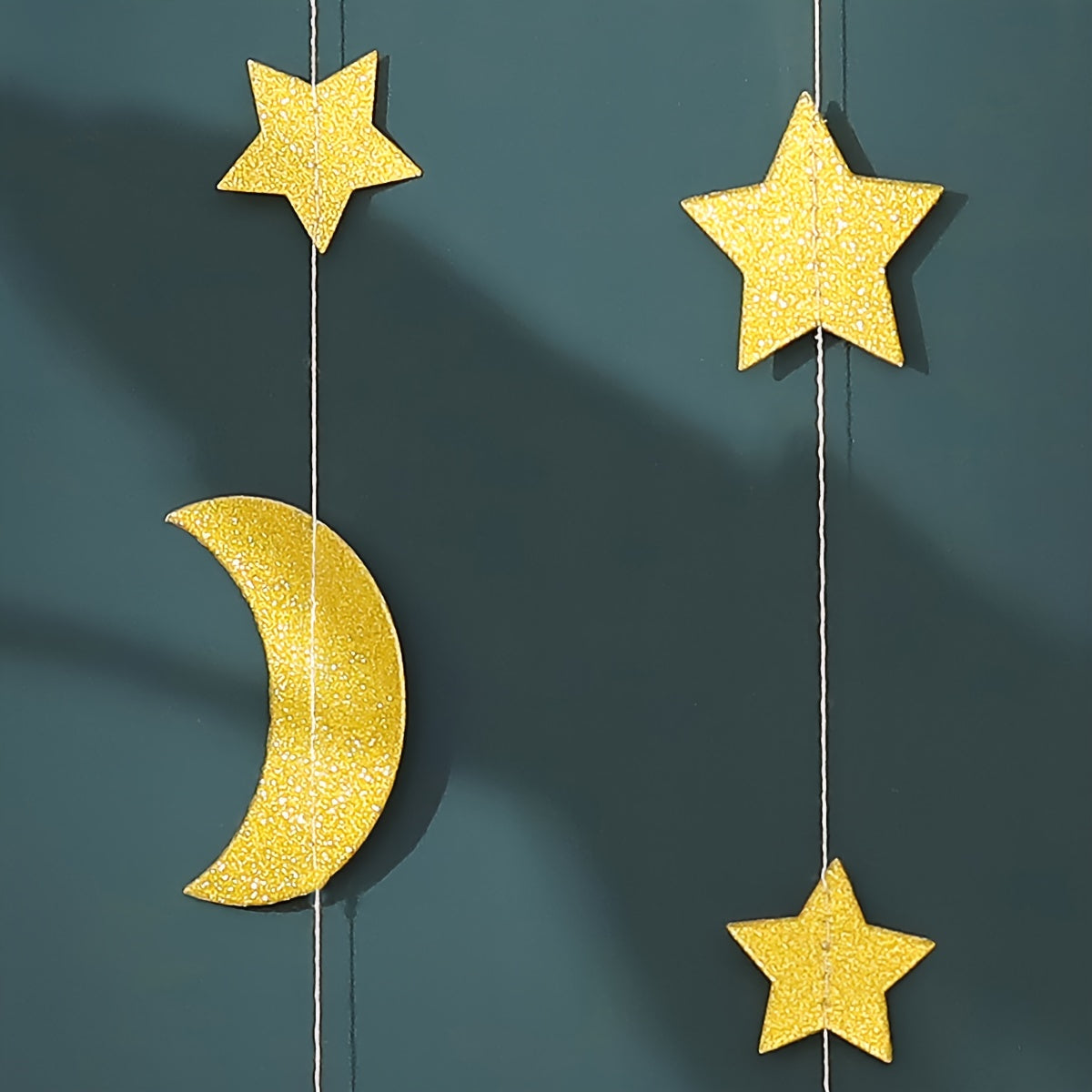 Ramadan Wall Decoration Star and Moon Pendant with Flag and Flower Accents