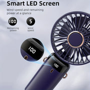 Тихий портативный вентилятор с шнурком, перезаряжаемый через USB, складной для путешествий внутри и снаружи.