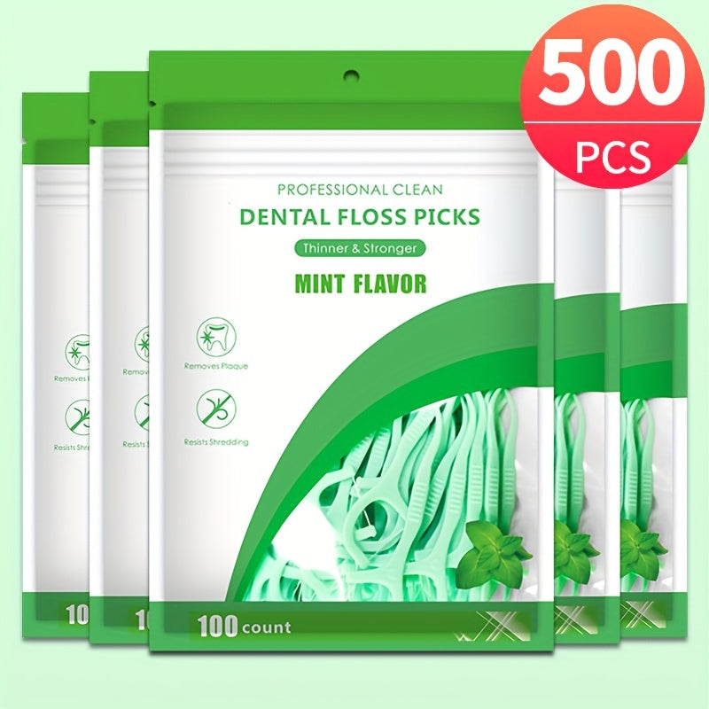 Disposable Mint Floss Picks 100/300/500 Pack, Deep Cleaning, Portable
