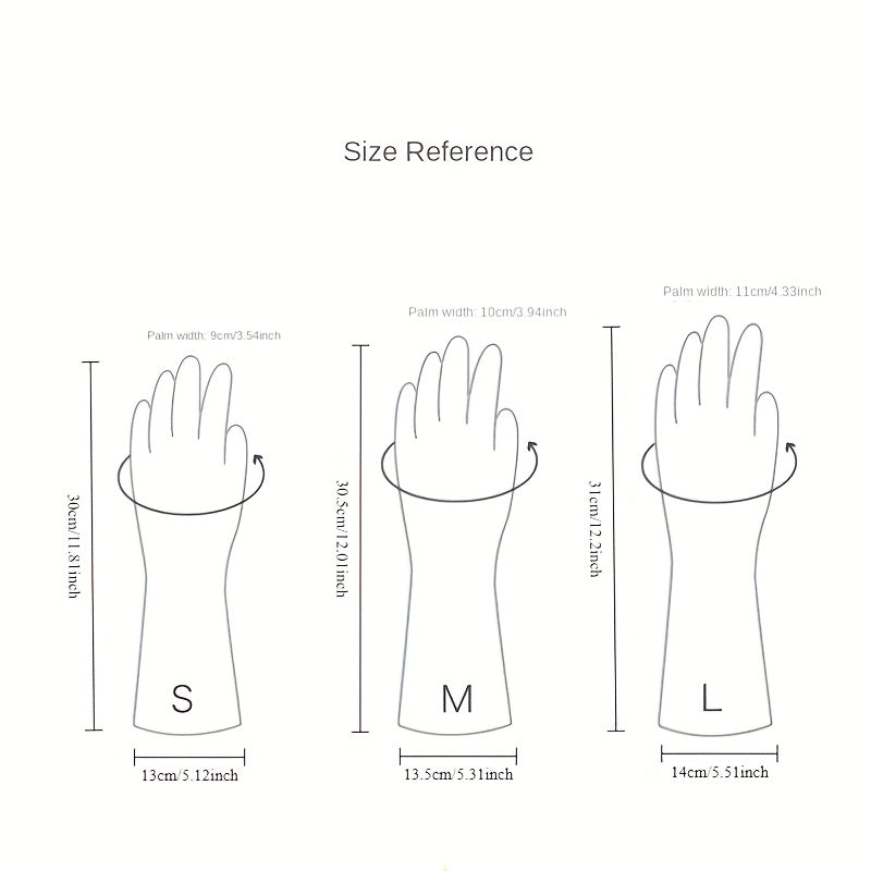Set of 3 Waterproof PVC Cleaning Gloves for Kitchen Bathroom and Outdoors
