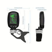 Guitar Tuner Clip-On LED Display for Acoustic Bass Electric Black ABS