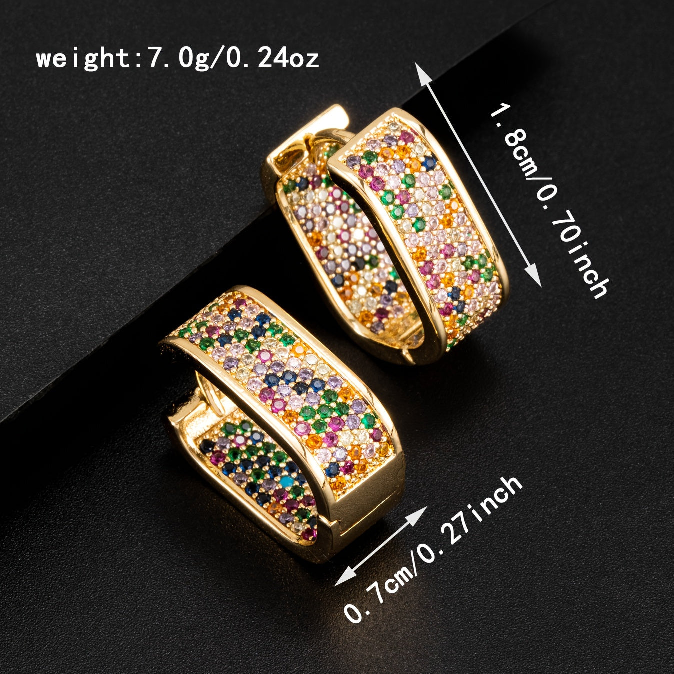 Rang-barang toshli U-shakl sirg'alar to'plami, 2 ta, ayollar uchun, Dekabr tug'ilgan kun toshi, oltin tonnali zargarlik buyumlari