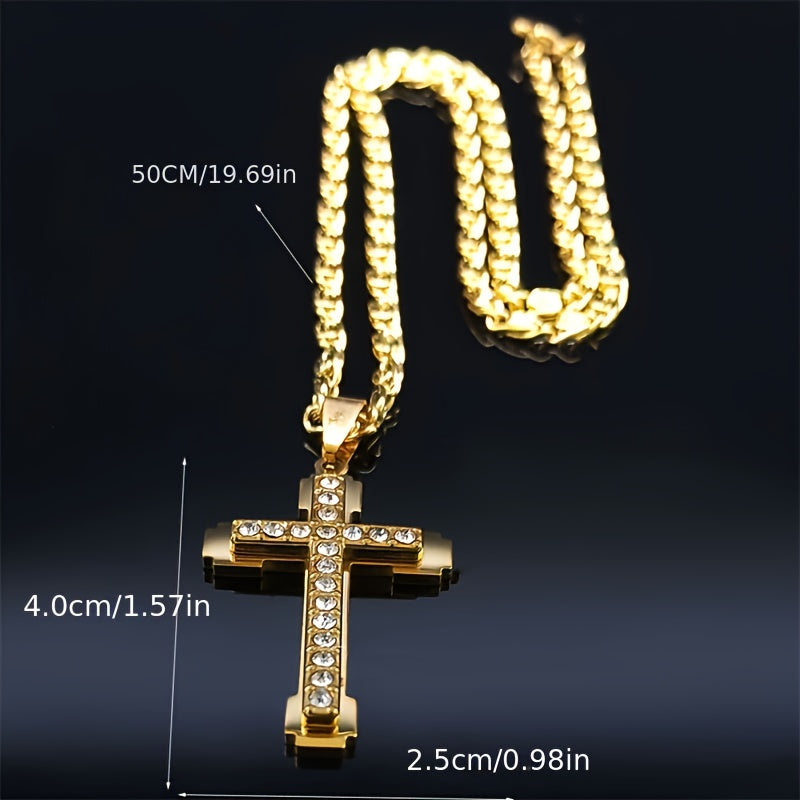 Stainless Steel Cross Necklace for Men Women Elegant Jewelry Gift