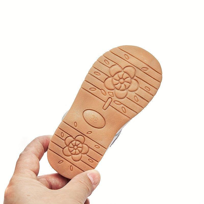 Toddler Girls Flower T-Strap Sandals Lightweight Anti-Skid Mary Jane Flats