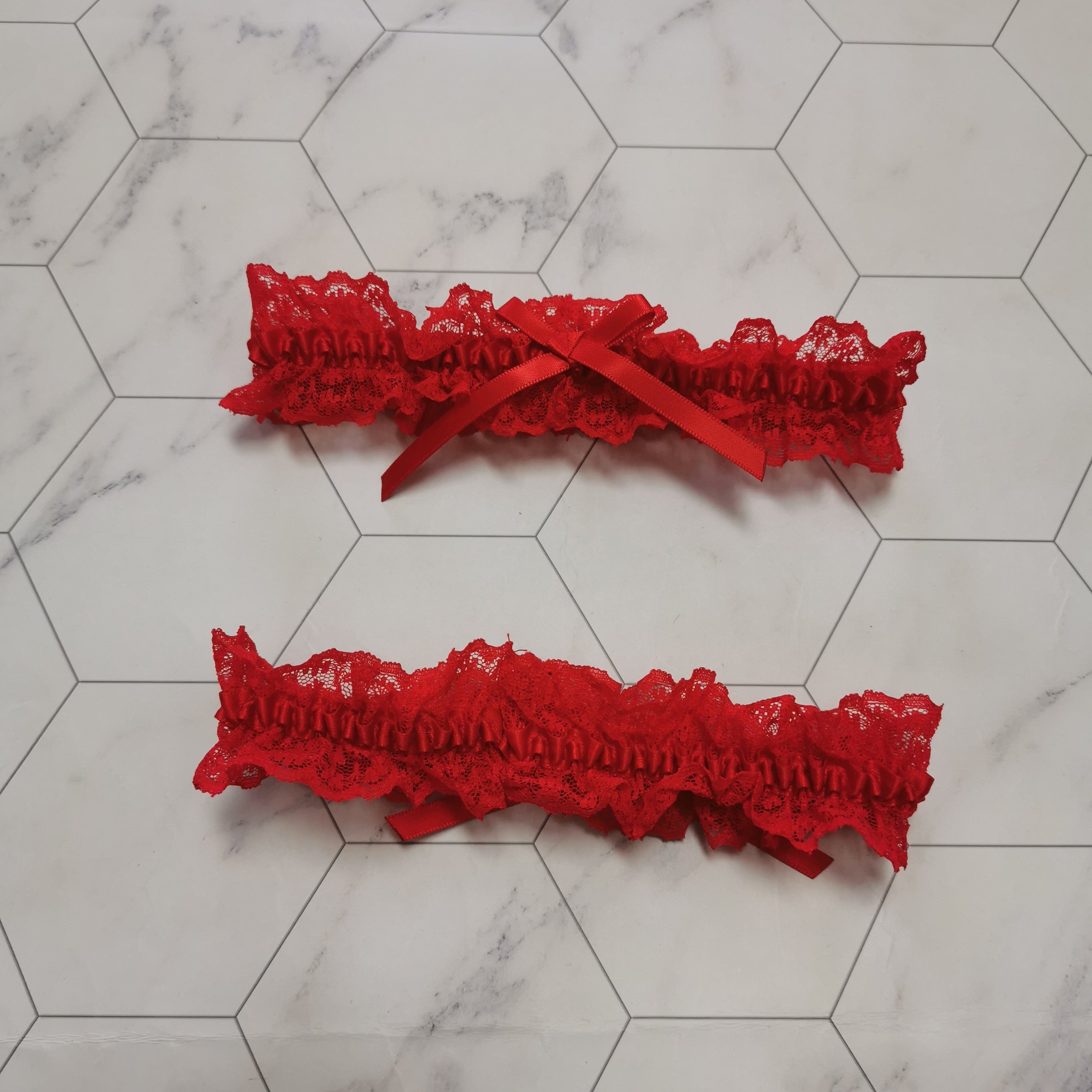 Lingerie Garter Belt Floral Lace Thigh Garter with Bow Tie Detail