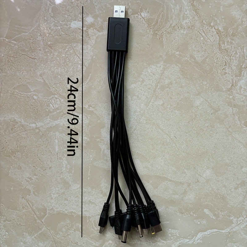 Multi-Device USB Charging Cable Flat PVC 10-in-1 Data Cable