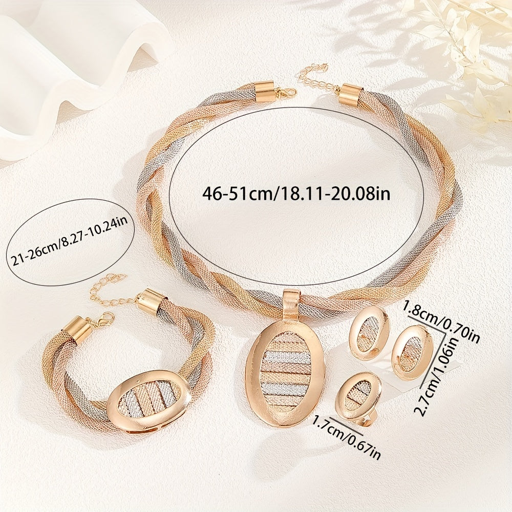 Oktyabr tug‘ilgan kunlariga mo‘ljallangan zargarlik buyumlari to‘plami, vintage boho uslub, 5 ta element, sintetik, oltin qoplamali