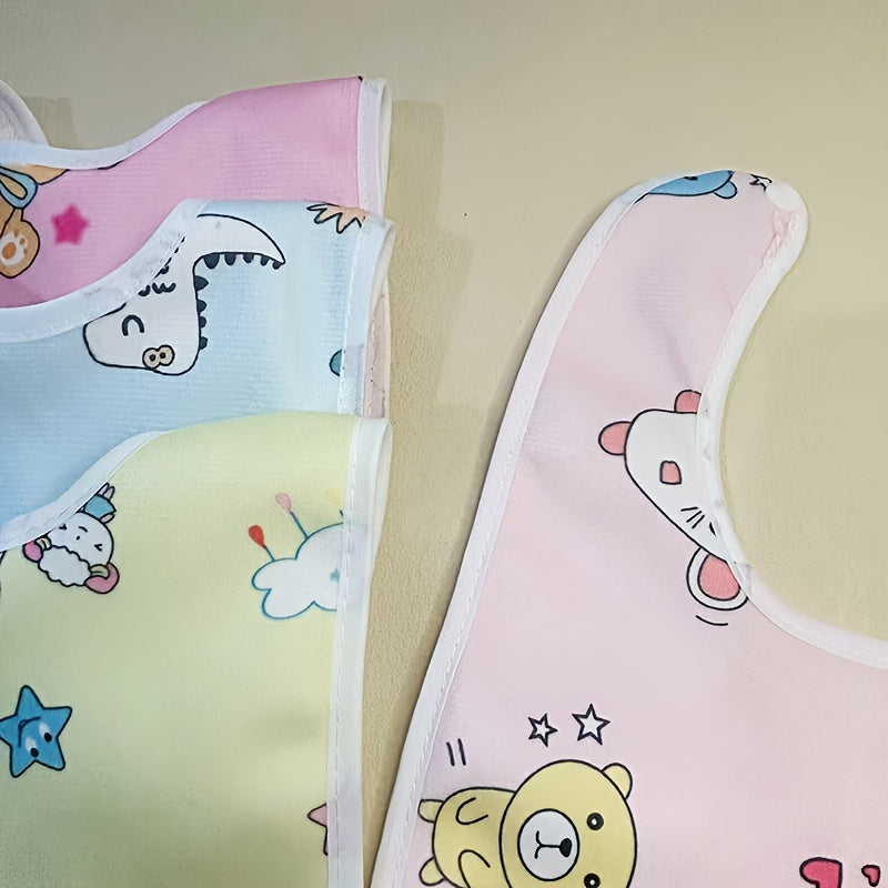 4/6 Pieces Cartoon Pattern Crystal Velvet Baby Bibs Waterproof U-Shaped Feeding Bibs