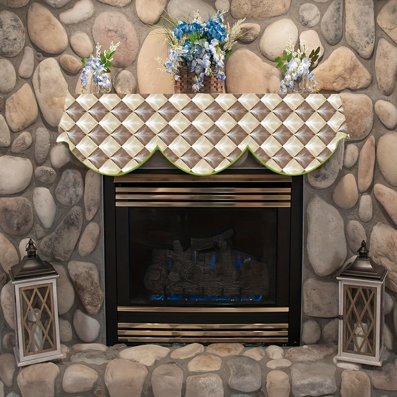 Geometric Plaid Mantle Scarf Winter Holiday Decor Polyester 49.78cm x 78.7cm