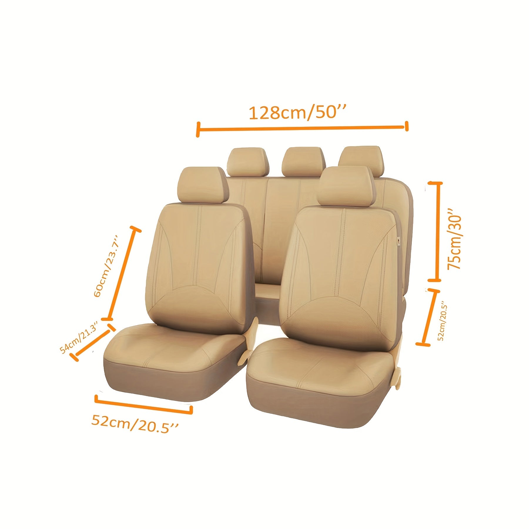 9-Piece Universal Beige Car Seat Covers Breathable PVC Knit Fabric