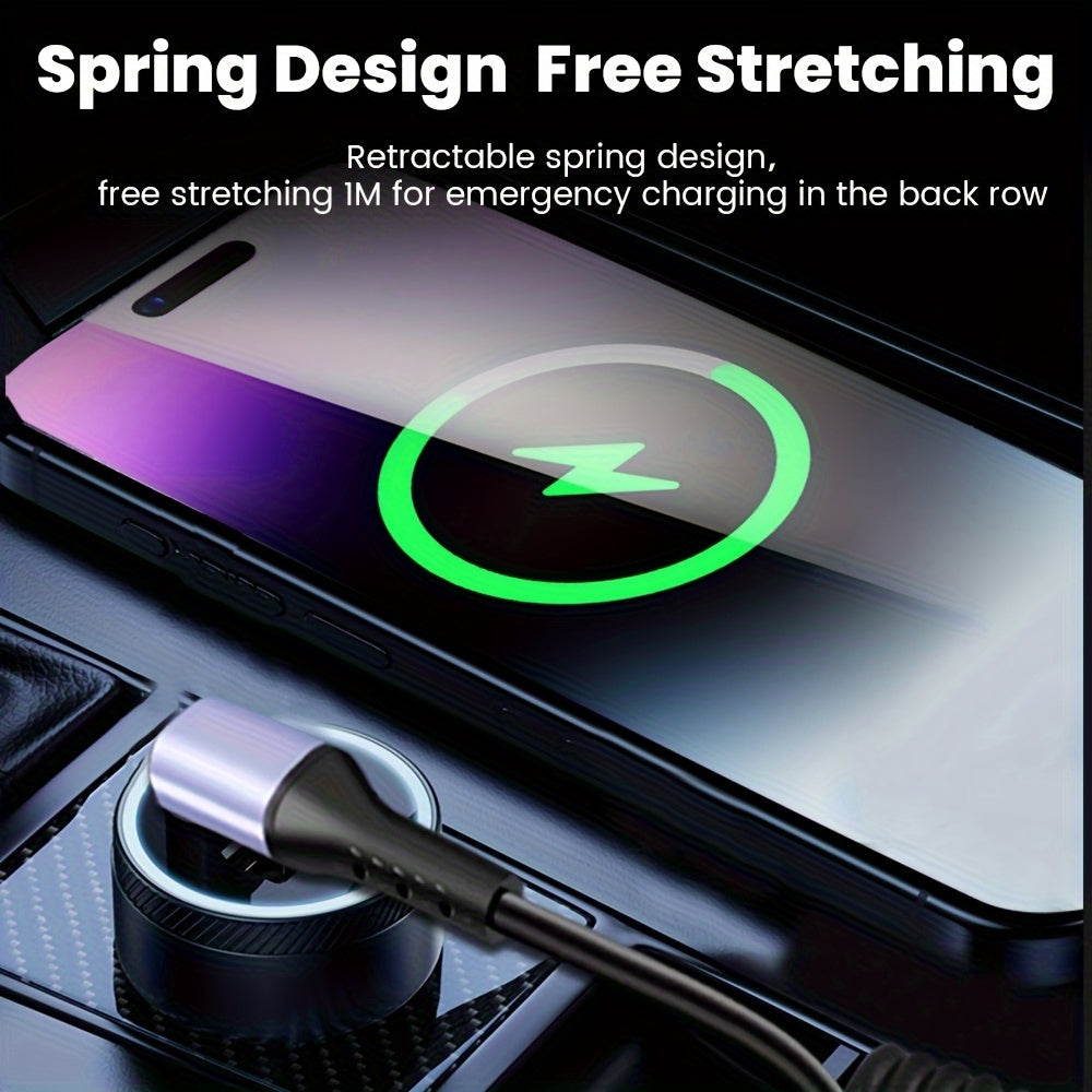 Spring Data Cable Elbow USB C Fast Charging Cable for iPhone 15 Samsung Xiaomi