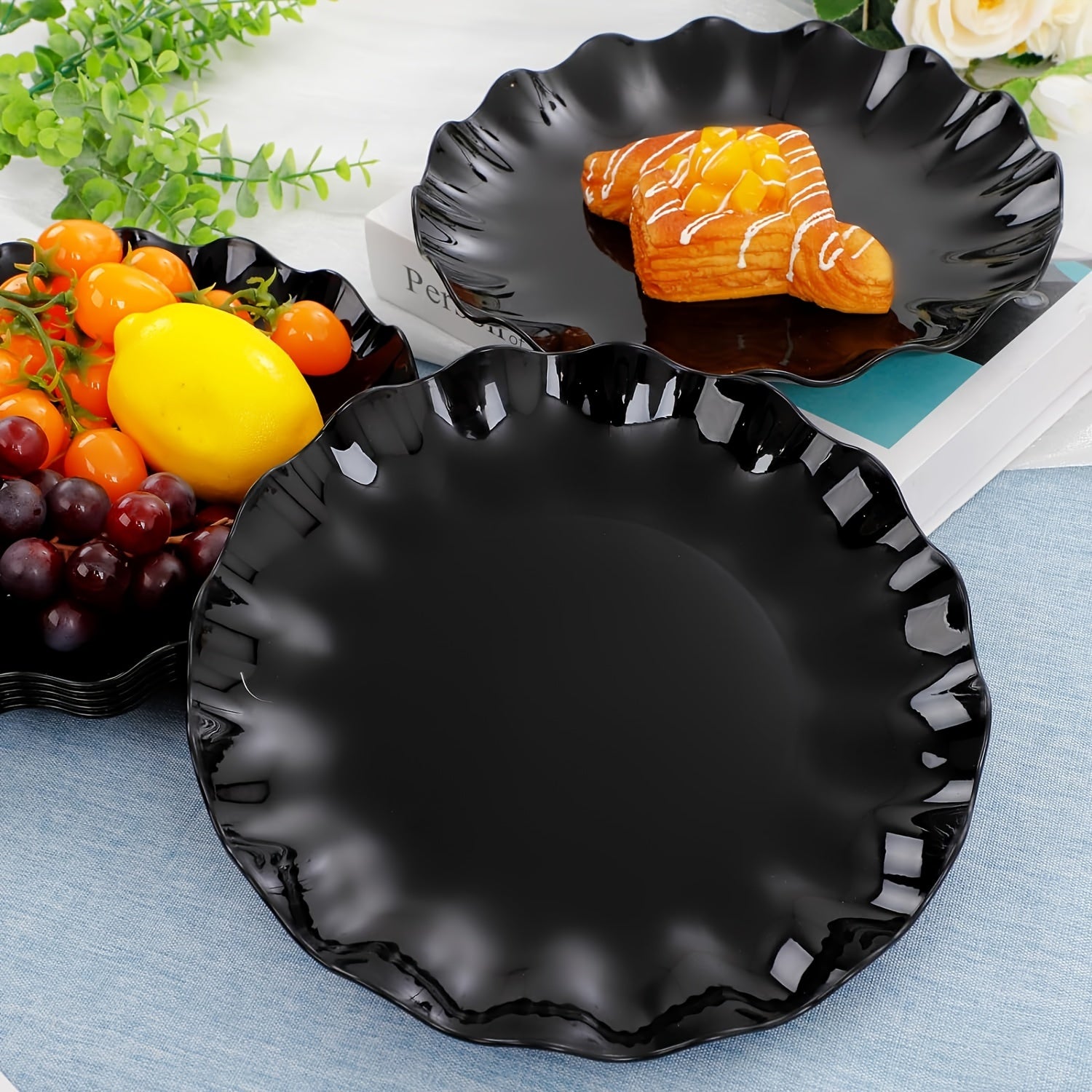 Pink Plastic Party Plates Set of 24 Durable Microwave Safe Dishwasher Safe