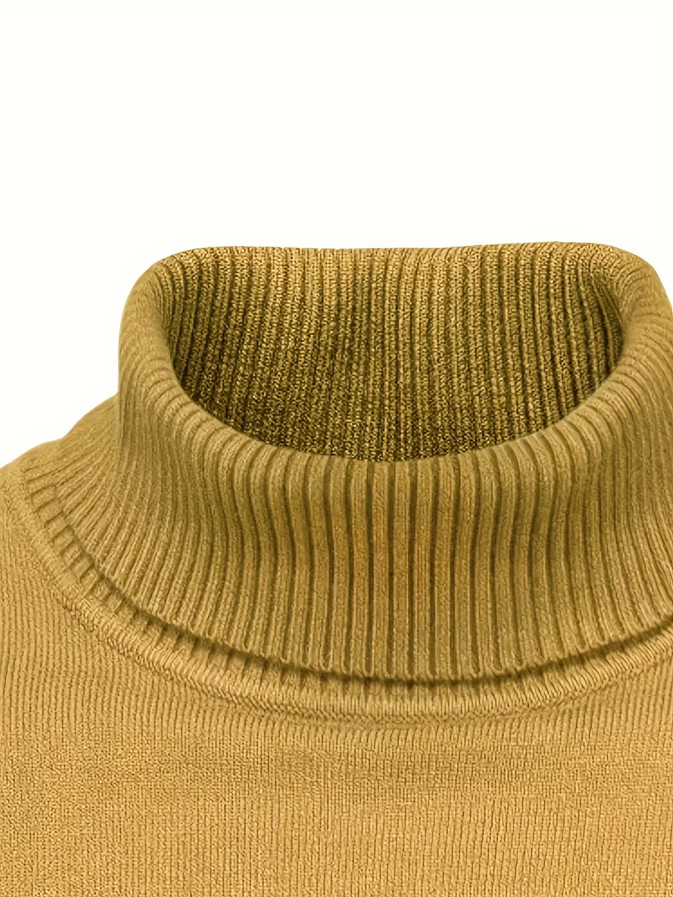 Camisetas térmicas de manga larga para hombre, cuello alto, tejido de punto, color sólido, otoño e invierno