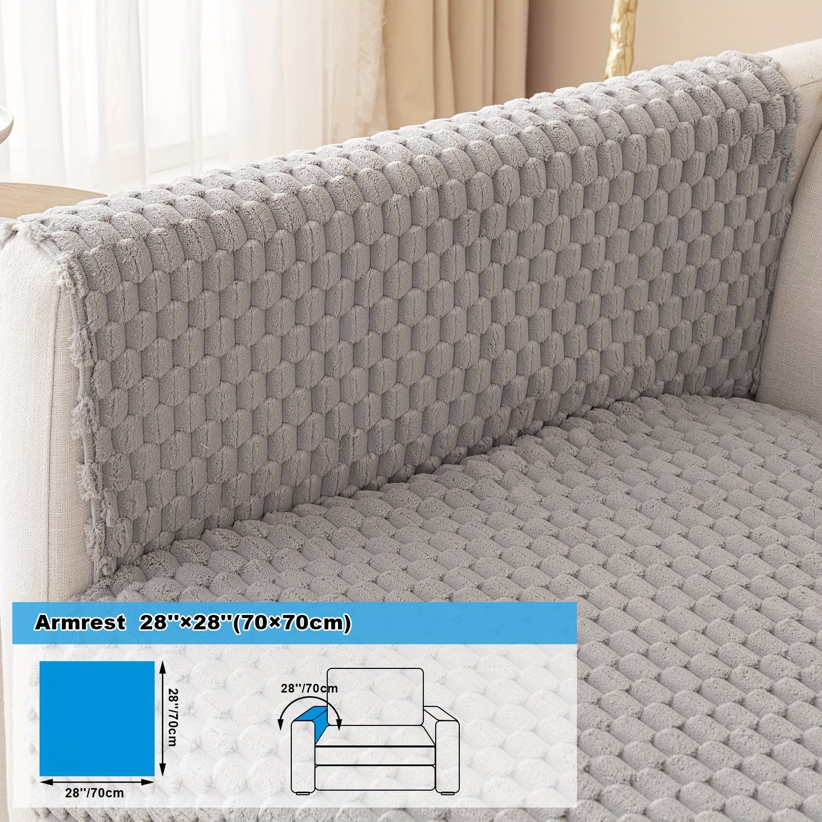 Velvet Sofa Cover Non-Slip Pet-Friendly Thick Furniture Slipcover for Armchairs and Sectionals