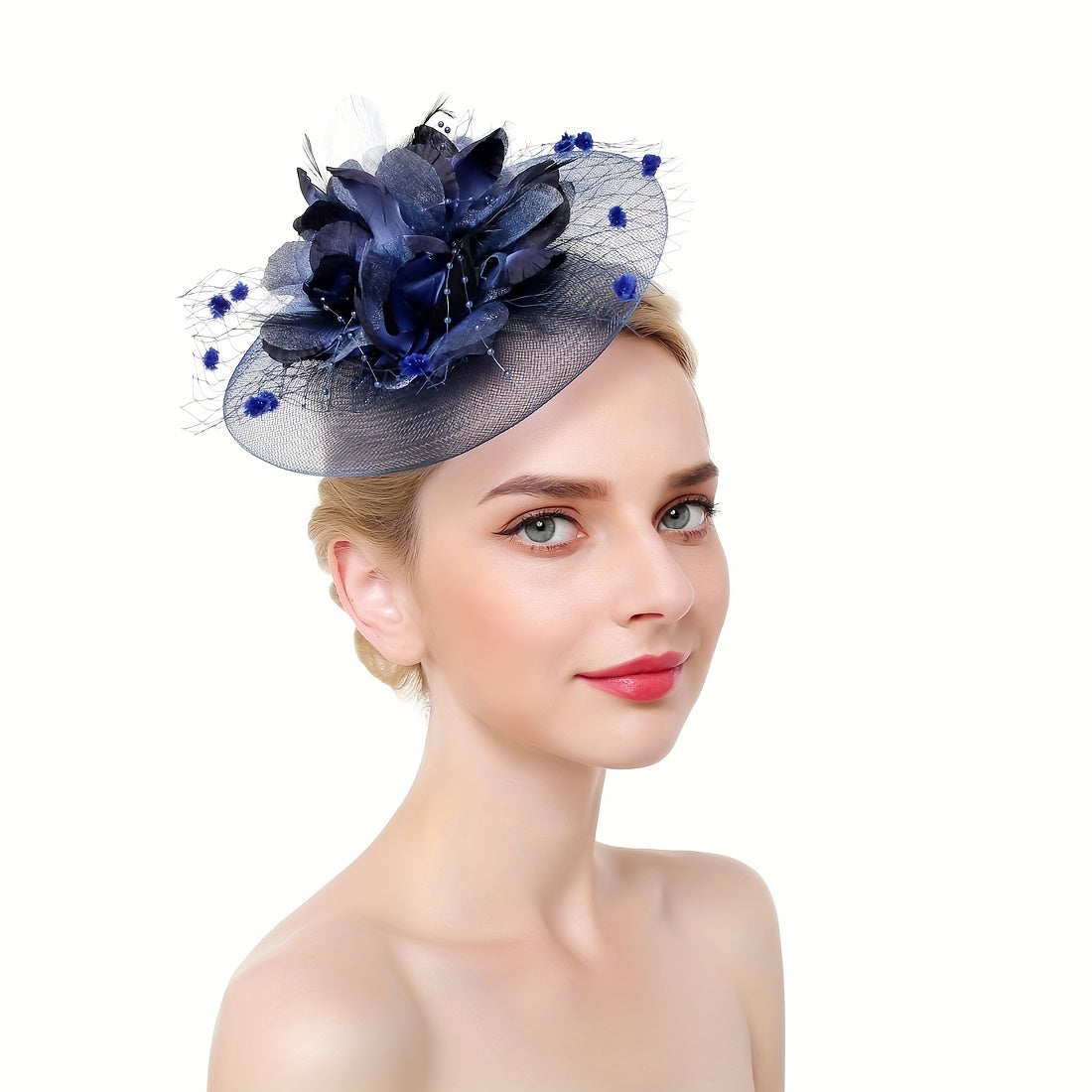 Women's Flower Shaped Fascinator Hat with Mesh for Tea Parties and Special Occasions