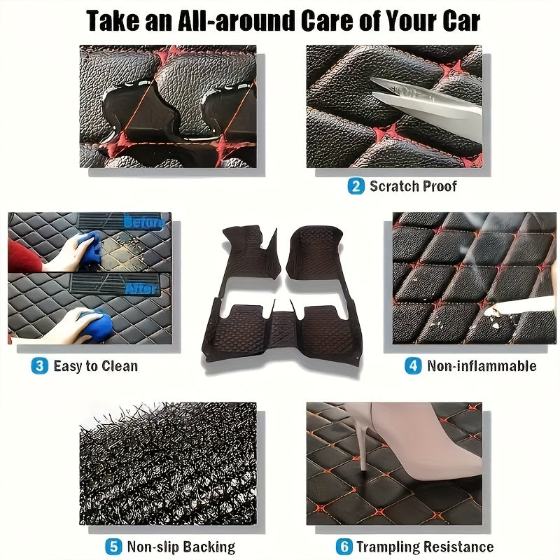 Full Coverage Faux Leather Car Floor Mats for All-Weather Use