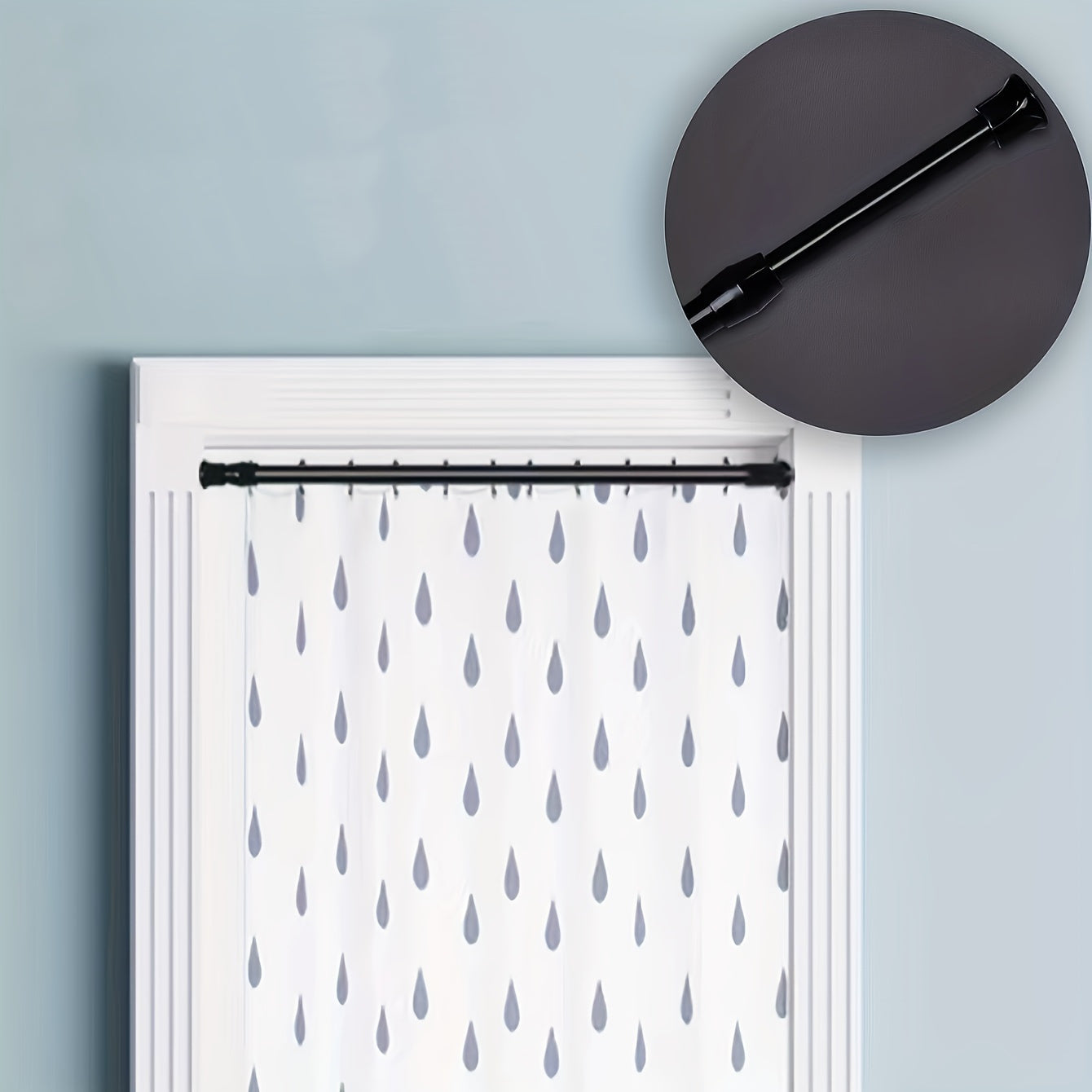 Telescopic Fine Bar Non-Slip Grip Classic Style for Home Office Punch-Free Plastic