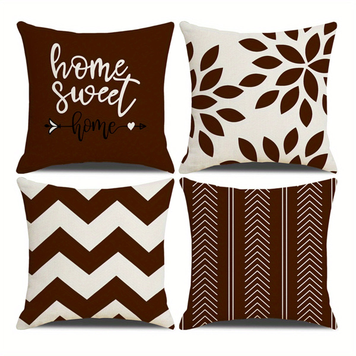 Four Piece Square Cushion Cover Set with Zipper Printed Pillowcases for Living Room and Bedroom Decor