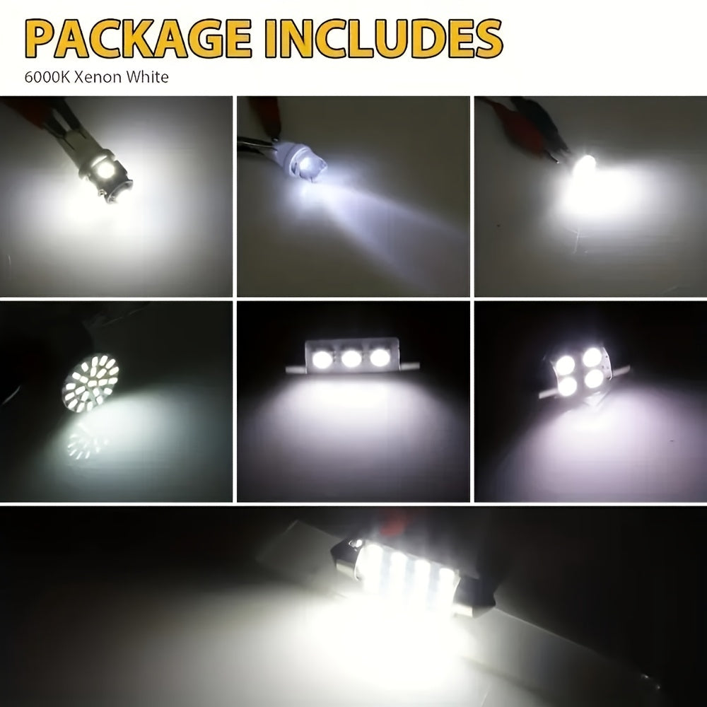 42pcs 6000K 12V White LED Car Light Bulbs Kit Interior Dome Map Lighting