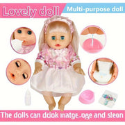 Baby Doll Toy for Ages 3+ Light Beige Plastic Speaks Drinks Sleeps Urinates