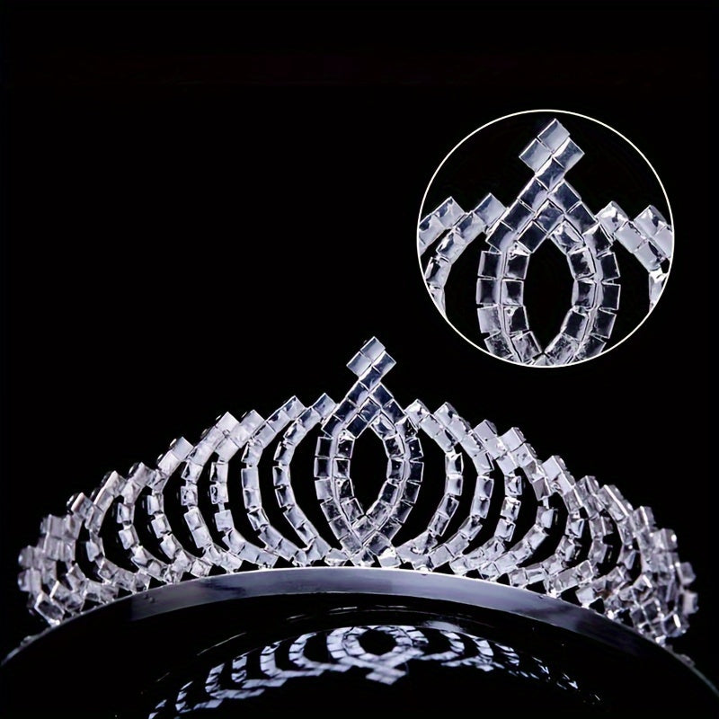 Diadema de corona de princesa con cristales para bodas y eventos 12.5x4.5 cm