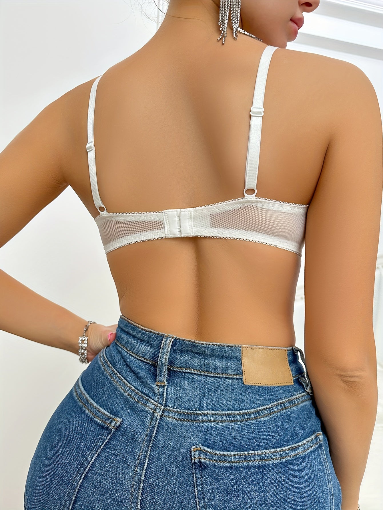 Women's Lingerie Backless Bra with Thin Shoulder Straps and Charming Design