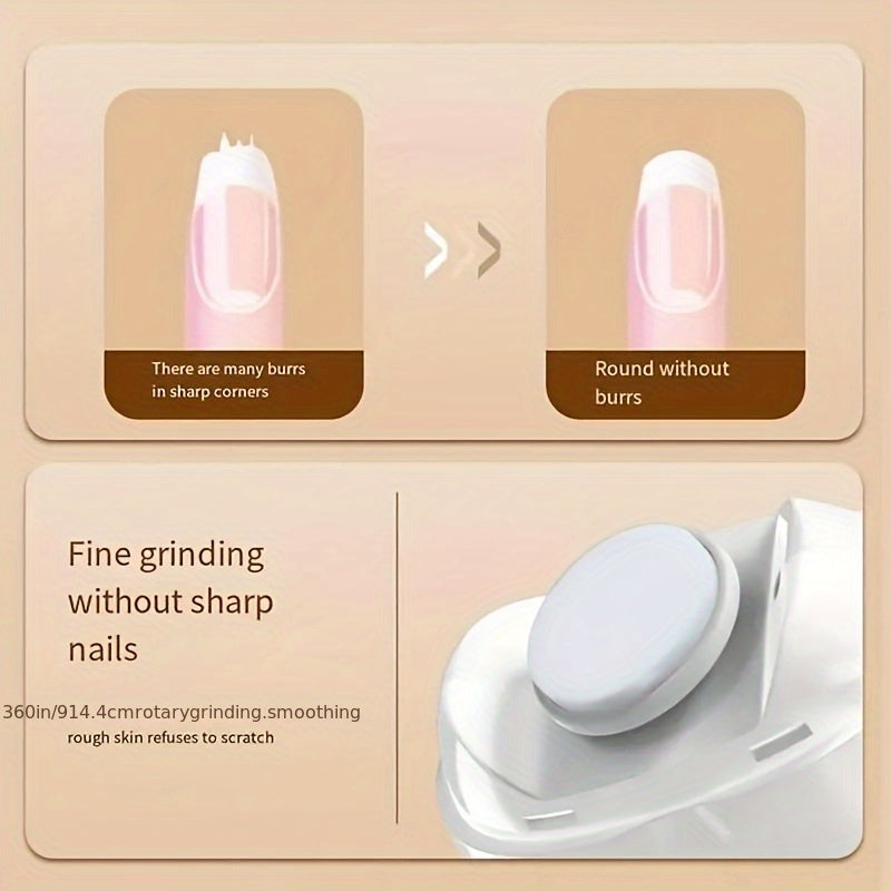 Portable Electric Nail Clipper with USB Rechargeable 3-Speed Adjustable Quiet Operation LED Light