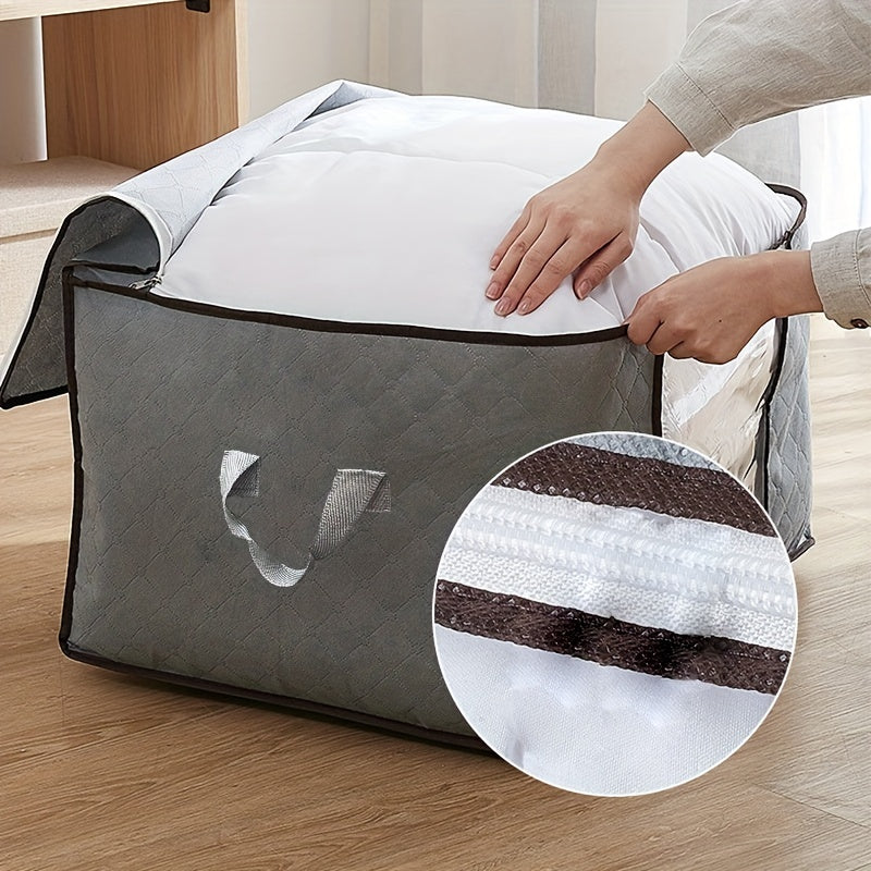 Canvas Storage Box with Clear Window for Clothes Blankets and Pillows