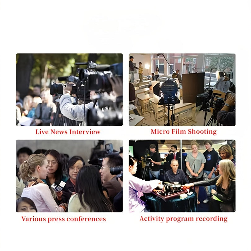 Outdoor Condenser Microphone for Interviews with Windproof Cover and Metal Bracket Black