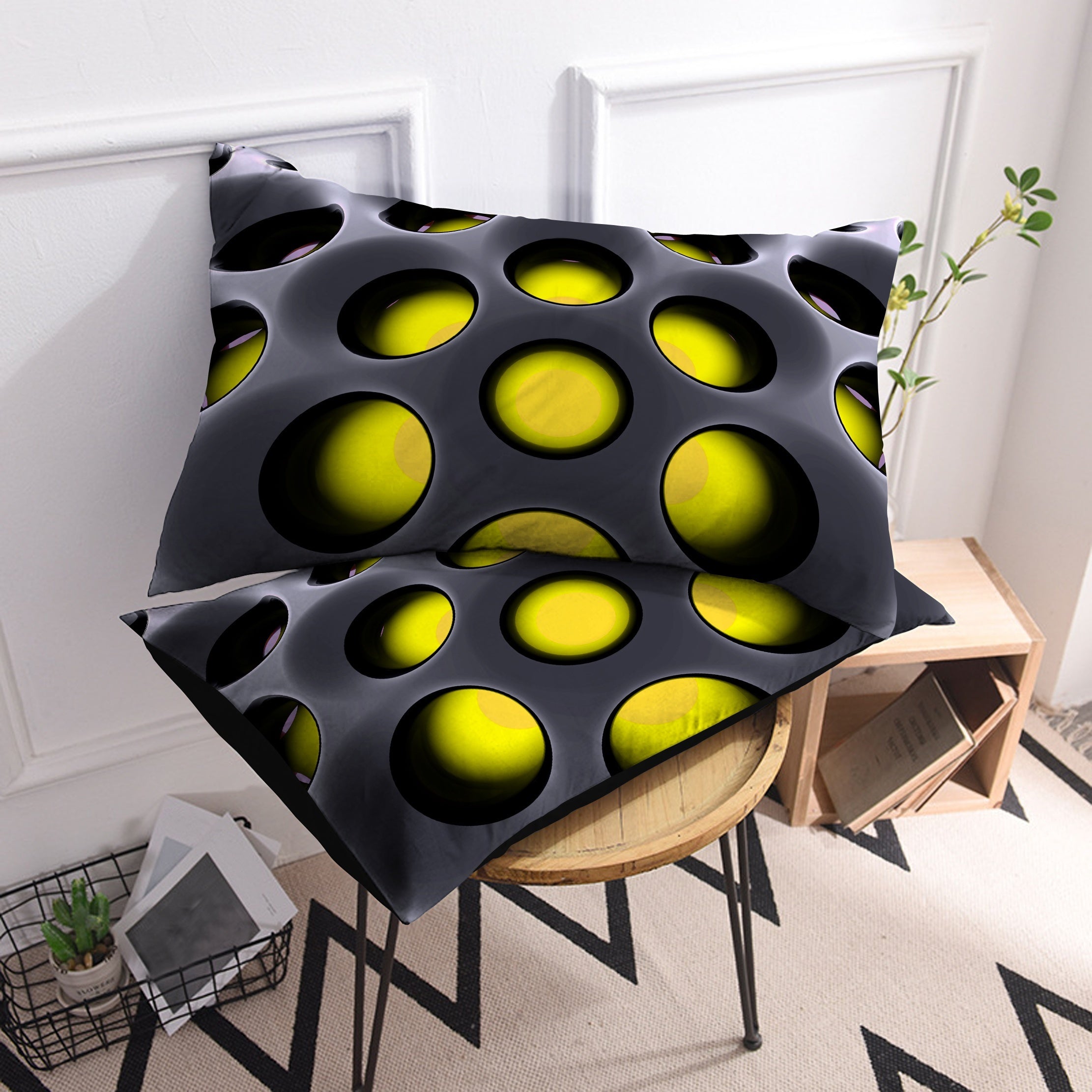 2 piezas de fundas de almohada circulares con estampado cepillado de poliéster, fundas decorativas para cojines