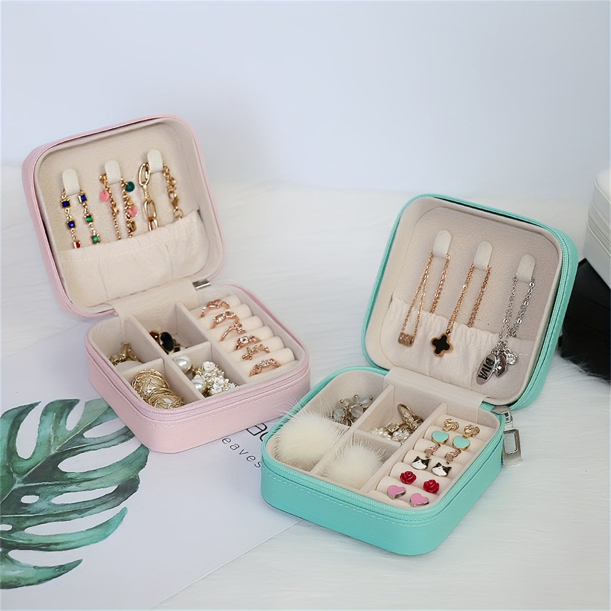 Jewelry Storage Box for Earrings Rings and Necklaces Compact Organizer