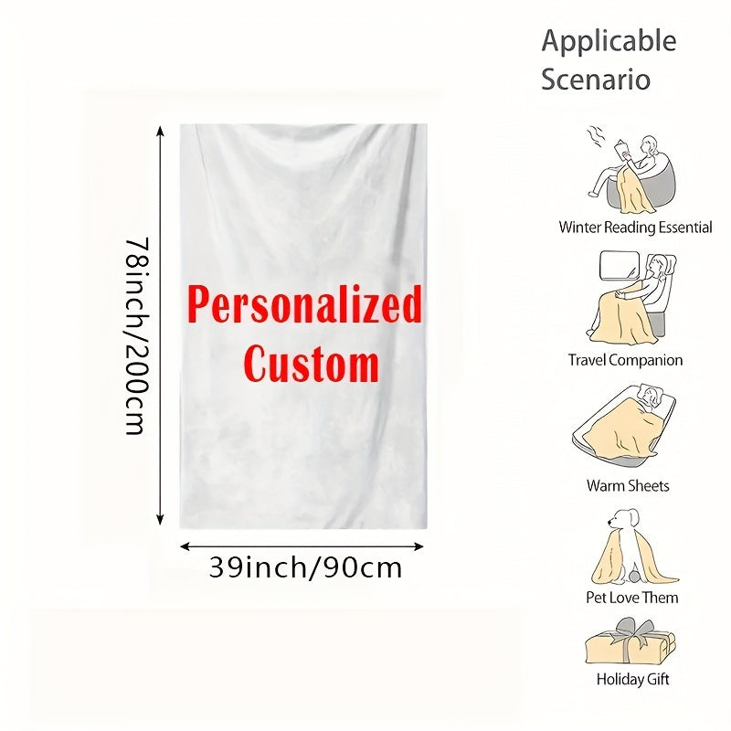 Одеяло из фланели на заказ с вашим собственным фото и текстом - реверсивный микрофибровый плед для всех сезонов, легко чистится, персонализированная цифровая печать для Рождества, Хэллоуина, дней рождения и свадеб - включает 1 одеяло