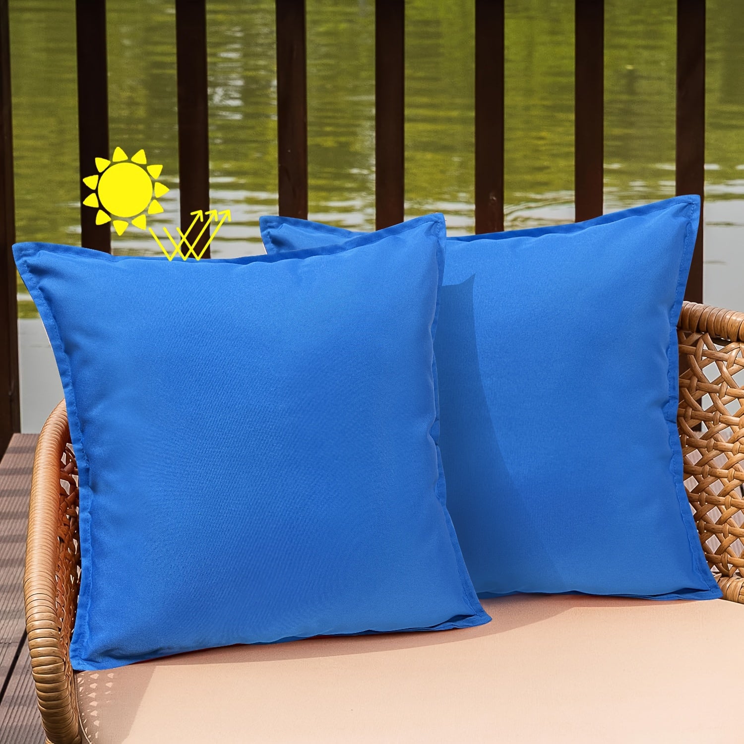 Green Outdoor Cushion Covers 2 Pack Zipper Polyester for Patio Garden Furniture