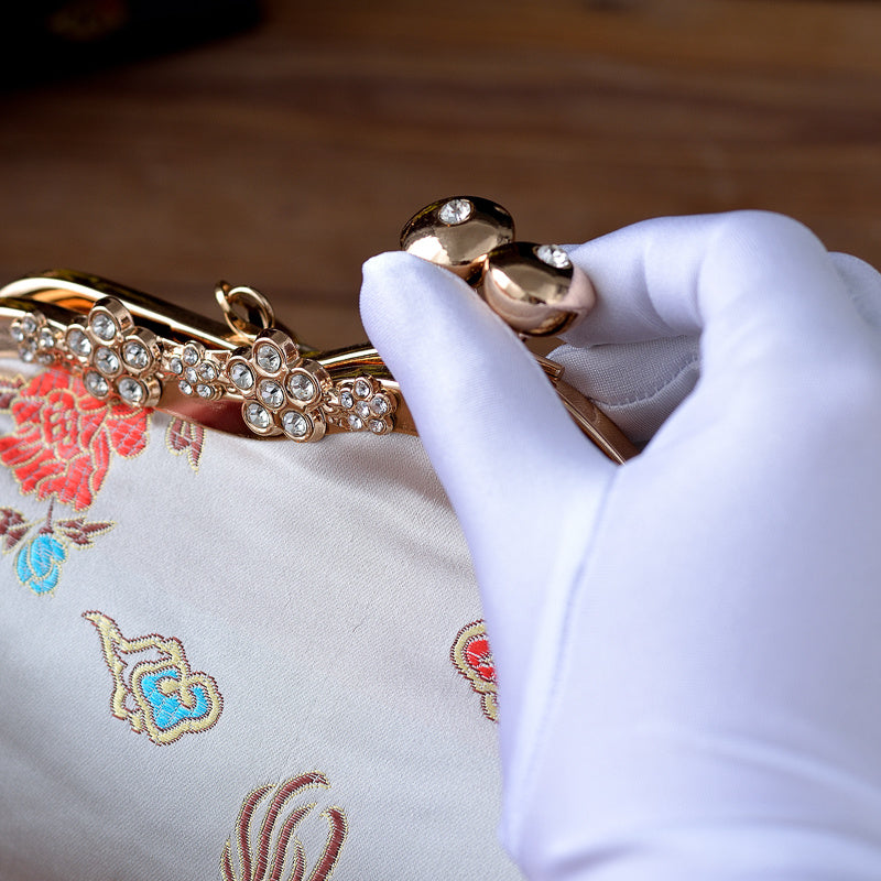 Bolso de mano de noche para mujer con adorno de cuentas, correa ajustable, estilo vintage, negro, oro, plata