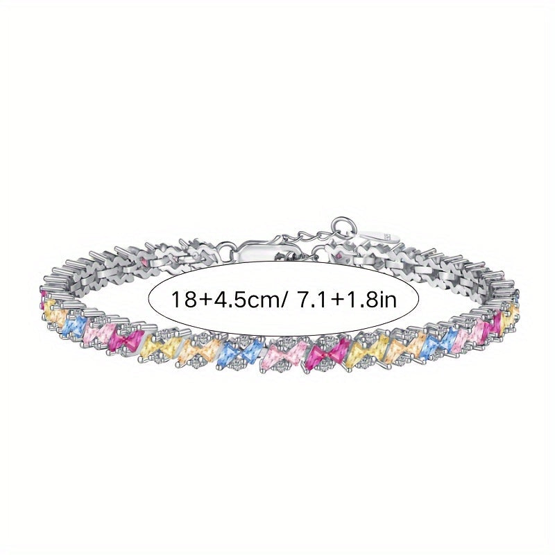 Sterling Silver Tennis Bracelet with Cubic Zirconia Stones for Women