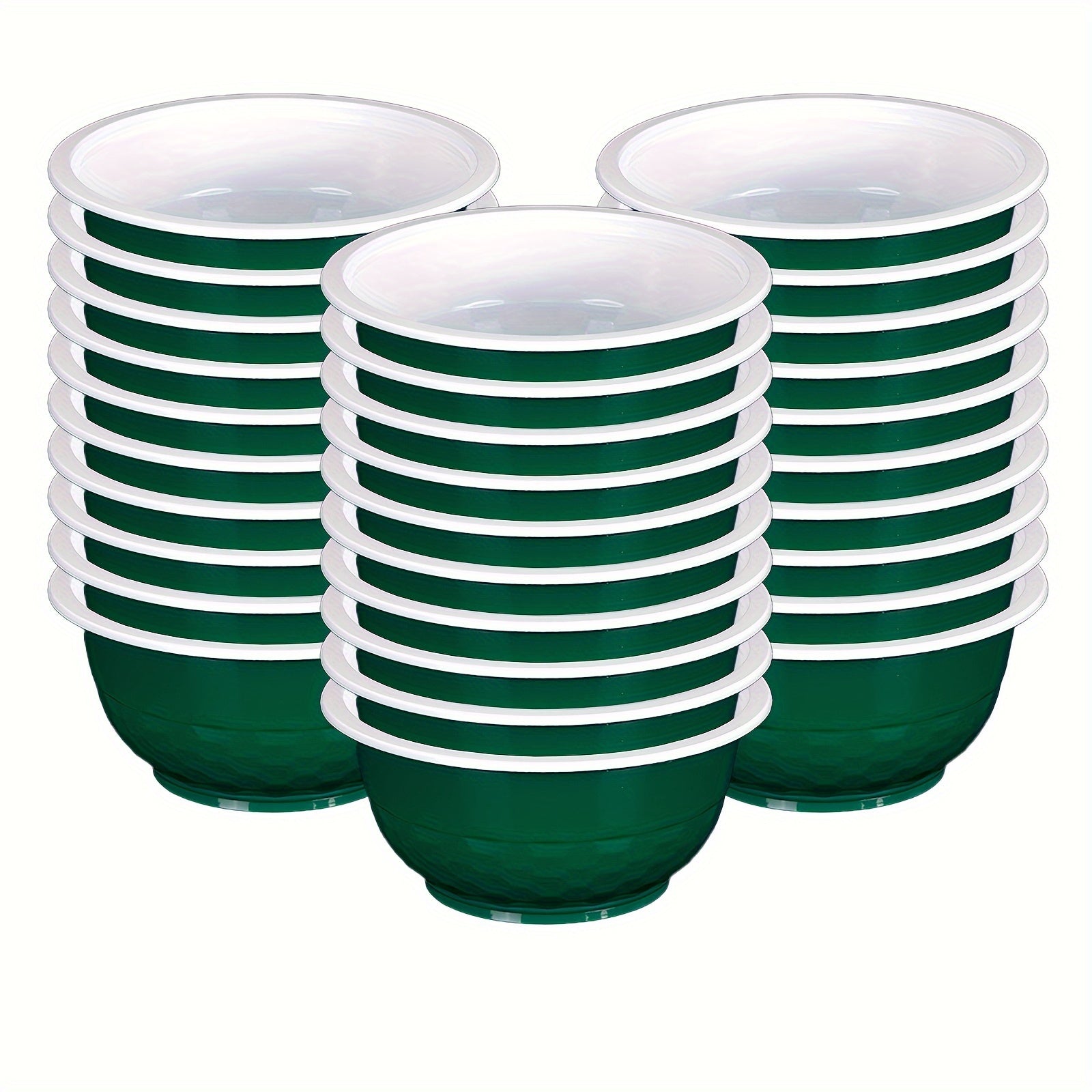30-штук зеленых пластиковых мисок для закусок объемом 13 унций, одноразовые, для вечеринок и салатов