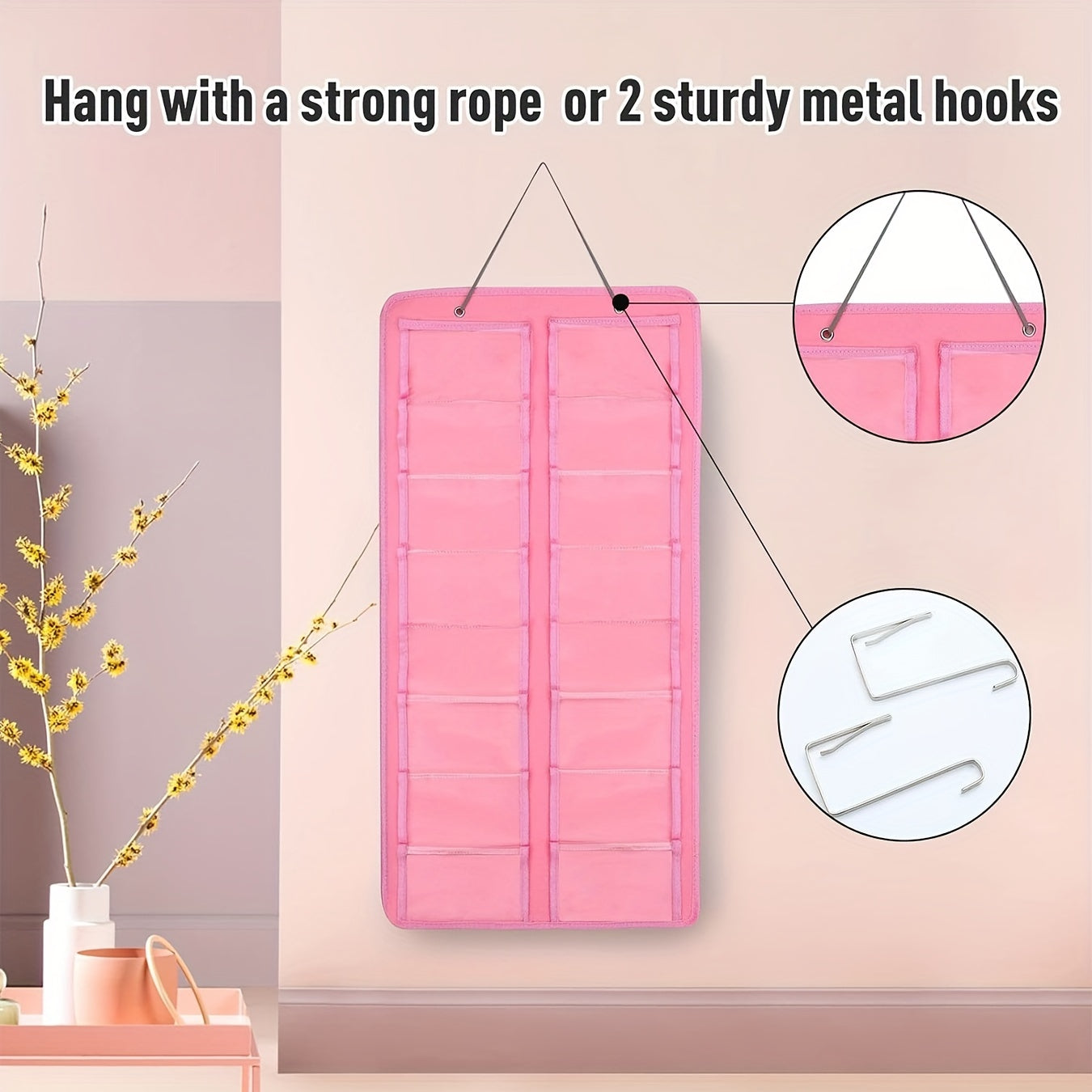 16-Slot Glasses Organizer Wall Pocket Dust-Proof Hanging Storage for Women Accessories