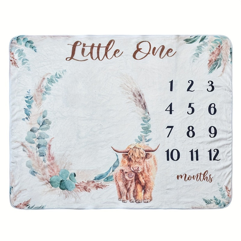 Baby Milestone Blanket North American Highland Sheep Print for Newborn Growth Photography