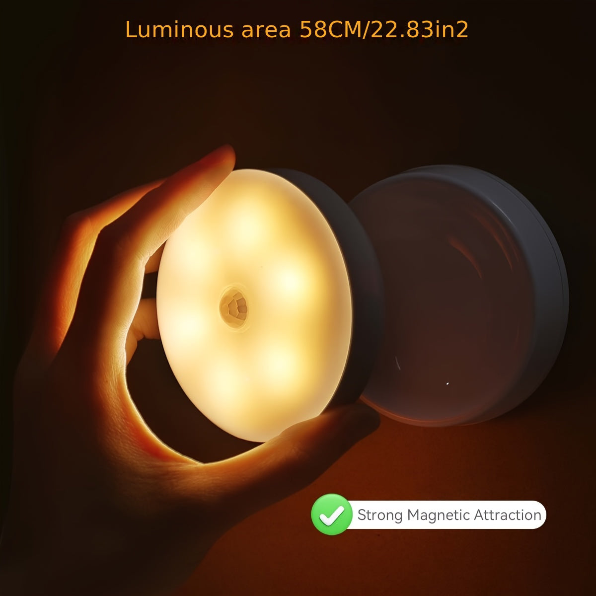 Motion Sensor Night Light with 6 LEDs USB Rechargeable Wall Mount or Handheld