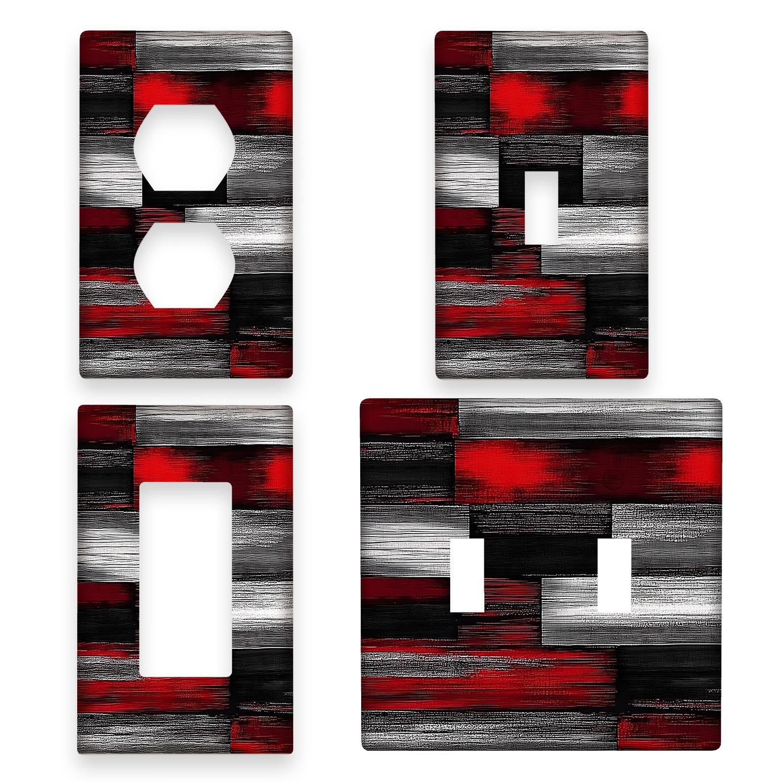 Decorative Wall Switch Plate Red Black Gray No Wiring Durable Mount for Home Office