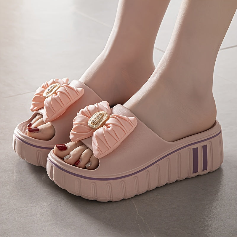 Women’s Summer EVA Slide Sandals Open-Toe Casual Beach Shoes Beige Non-Slip