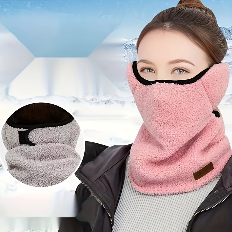 Women's Fleece Neck Gaiter Windproof Scarf Earflap Winter Warm Outdoor Cycling